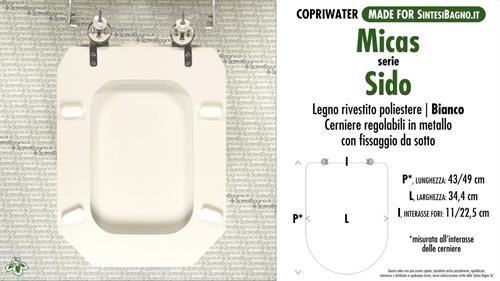 WC-Seat MADE for wc SIDO' MICAS Model. Type DEDICATED. Wood Covered