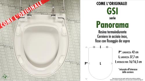 Abattant wc PANORAMA GSI modèle. Type “COMME L'ORIGINAL”. Duroplast ✓   online!