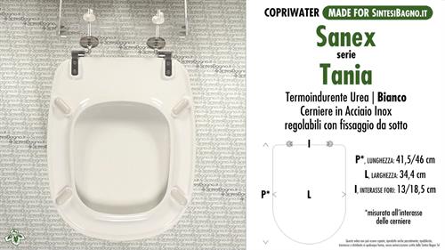 COPRIWATER per wc TANIA. SANEX. Ricambio DEDICATO. Economico