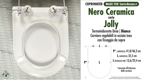 COPRIWATER per wc JOLLY. NERO CERAMICA. Ricambio DEDICATO. Duroplast