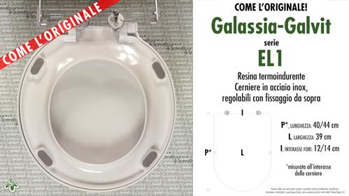 COPRIWATER per wc EL1. GALASSIA. Ricambio “COME l’ORIGINALE”. Duroplast