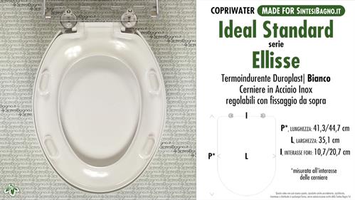 Abattant wc MADE pour ELLISSE/IDEAL STANDARD modèle. Type DÉDIÉ. Duroplast