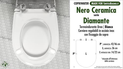 WC-Seat MADE for wc DIAMANTE/NERO CERAMICA model. PLUS Quality. Duroplast