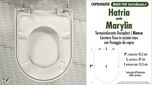 COPRIWATER per wc MARYLIN. HATRIA. Ricambio DEDICATO. Resina Plastica