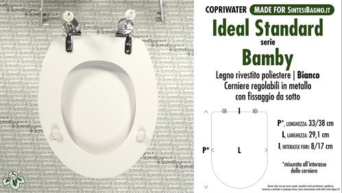 WC-Seat MADE for wc BAMBY IDEAL STANDARD Model. Type DEDICATED. Wood Covered