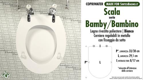 COPRIWATER per wc BAMBY/BAMBINO. SCALA. Ricambio DEDICATO. Legno rivestito