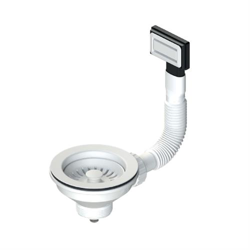 Piletta Ø114 per lavello con foro Ø90. Hybrid. Bianco. D601-WH-EL