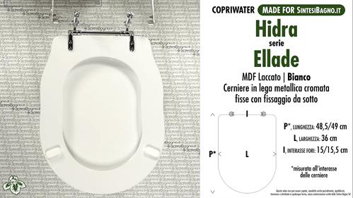 COPRIWATER per wc ELLADE. HIDRA. Ricambio COMPATIBILE. MDF laccato