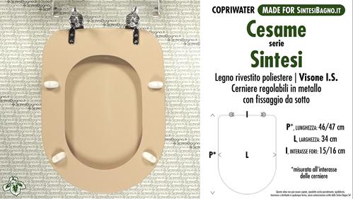 Abattant wc MADE pour SINTESI CESAME modèle. VISON I.S. Type DÉDIÉ. Bois Couvert