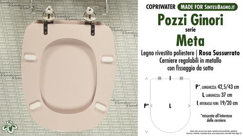 COPRIWATER per wc META. POZZI GINORI. ROSA SUSSURRATO. Ricambio DEDICATO