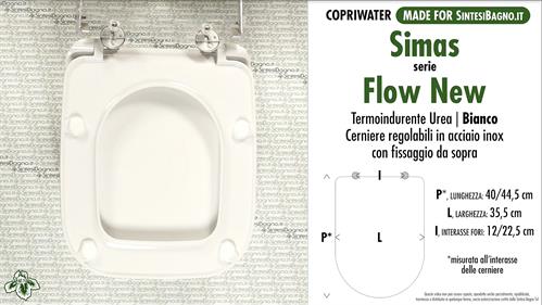 COPRIWATER per wc FLOW NEW. SIMAS. Ricambio COMPATIBILE. Duroplast