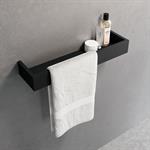 Étagère avec porte-serviette. 45 cm. Noir mat