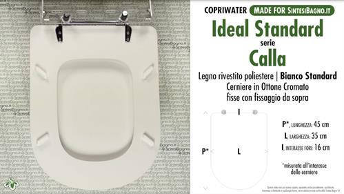 COPRIWATER per wc CALLA. IDEAL STANDARD. BIANCO STANDARD. Ricambio DEDICATO