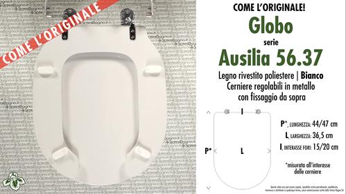 WC-Seat AUSILIA 56.37 GLOBO Model. Type LIKE ORIGINAL. Wood Covered